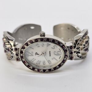 24MM Women's Open Cuff Watch White Dial Multicolor Band 5.75" New‎ Battery